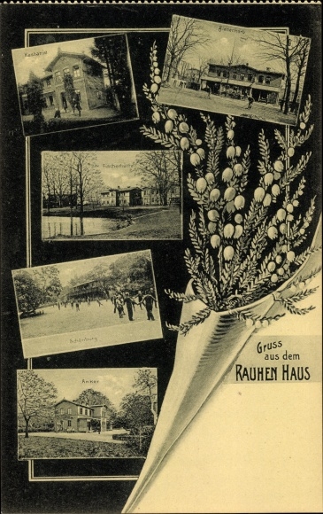 Postcard Hamburg Horn, the rough house, chestnut house, fisherman&#39;s hut, beehive, anchor