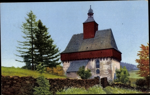 Ak Großrückerswalde in het Erzgebirge, kerk