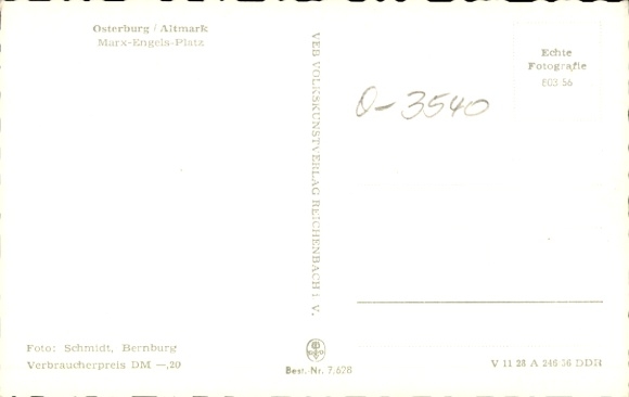 Postcard Osterburg in der Altmark, Marx Engels Platz