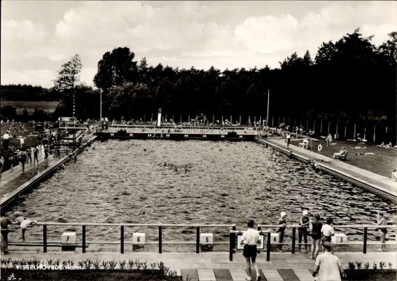 Postcard Visselhövede in Lower Saxony, outdoor pool, bathers