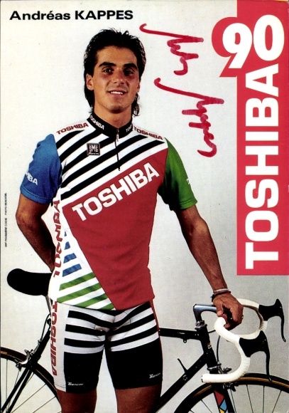 Autograph card cyclist Andréas Kappes, Toshiba 90, advertising, autograph