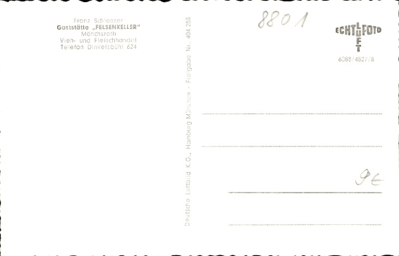 Postcard Mönchsroth in Middle Franconia, Felsenkeller restaurant