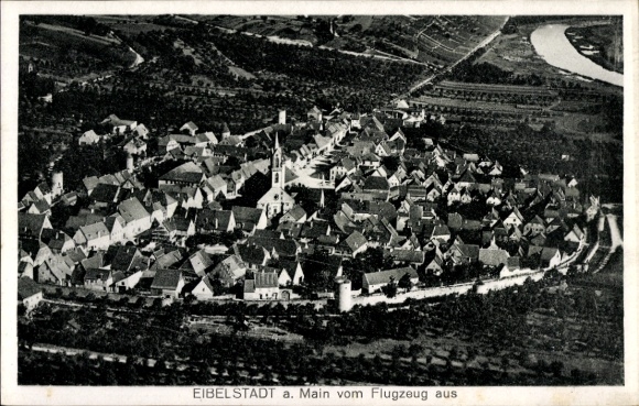 Postcard Eibelstadt in Lower Franconia, aerial photograph