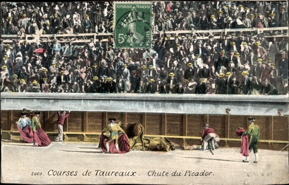CPA Courses de Taureaux, Chute du Picador