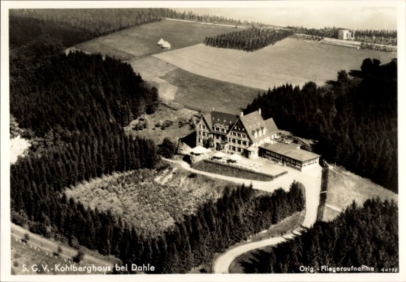 Postcard Dahle Altena in Sauerland, Kohlberghaus, aerial photograph