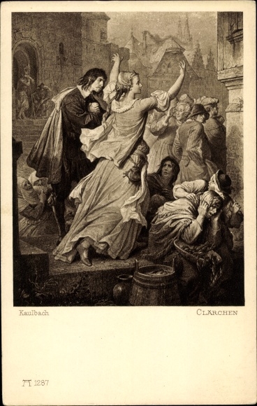 Artist Postcard Kaulbach, Clärchen, Woman loses balance