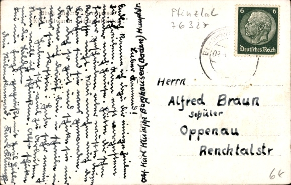Postcard Berghausen Pfinztal in Baden, partial view, half-timbered house, weir