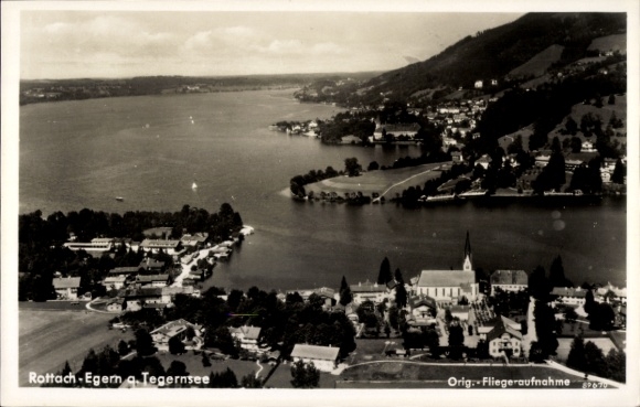 Ak Rottach Egern, Fliegeraufnahme mit Blick auf den Tegernsee