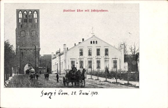 Postcard Gartz an der Oder, Stettiner Gate, Schützenhaus