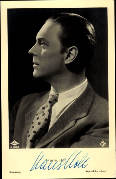 Ak Schauspieler Hans Holt, Portrait im Profil, Autogramm
