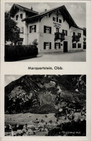 KP Marquartstein w Chiemgau w Górnej Bawarii, zdjęcie lotnicze, pensjonat