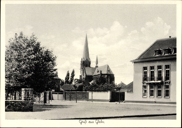 Ak Glehn Korschenbroich am Niederrhein, Blick zur Kirche