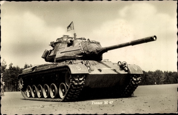 Postcard German Bundeswehr, tank M 47
