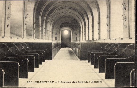 Ak Chantilly Oise, Binnenland van de Grandes Ecuries