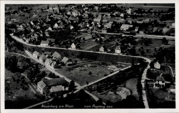 Postcard Neuenburg am Rhein Baden, aerial photograph