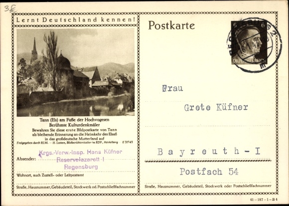 Postal stationery Postcard Tann in Lower Bavaria, get to know Germany