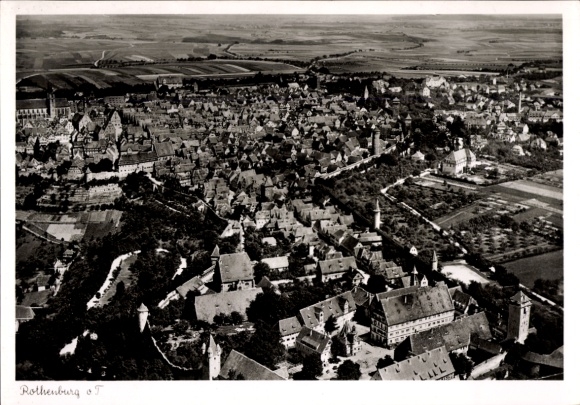 Postcard Rothenburg in Upper Lusatia, aerial view of the city, many buildings