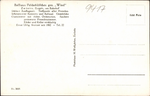 PC Zwönitz Erzgebirge, Ballhaus Feldschlößchen, called Wind, interior view, especially Uhlig