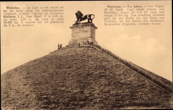 Ak Waterloo Wallonisch Brabant, Der Löwe