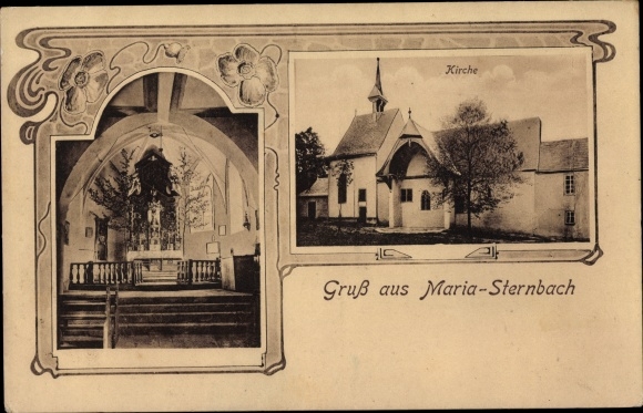 Art Nouveau PC Sternbach Niddatal in Hesse, pilgrimage church Maria Sternbach, interior view