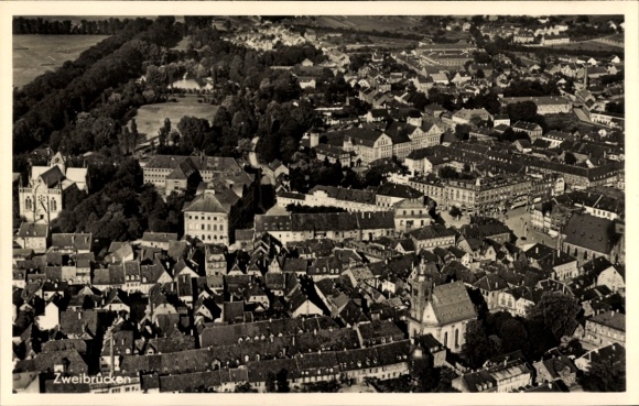 Postcard Zweibrücken in der Pfalz, aerial photograph
