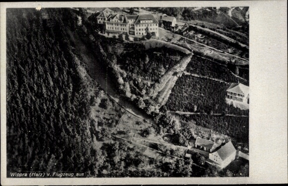 Postcard Wippra Sangerhausen am Harz, aerial photograph