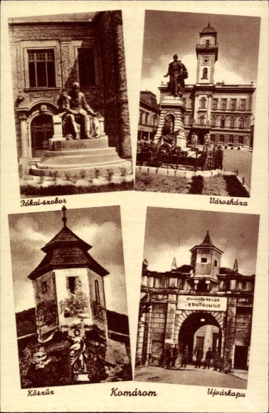 KP Komárom Węgry, Jókai-szobor, Városháza, Köszün