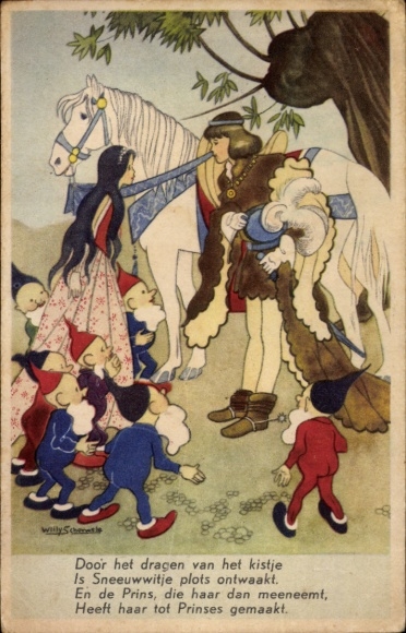Artist Postcard Schermele, Willy, Fairy Tales, Brothers Grimm, Snow White