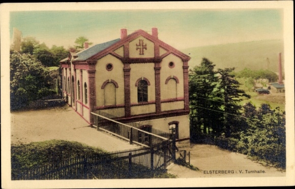 Ak Elsterberg im Vogtland, Turnhalle, Außenansicht