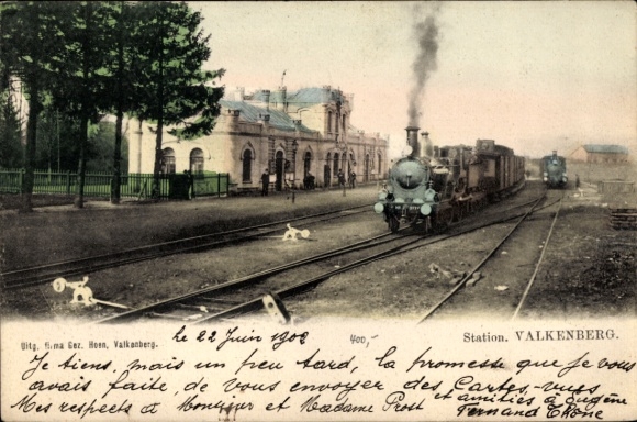Postcard Valkenburg Limburg Netherlands, Station Valkenberg, train station, railway