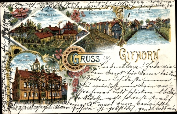 Chromo-Litho Gifhorn in Lower Saxony, school, preparation institute, Wimberg glass factory and Co.