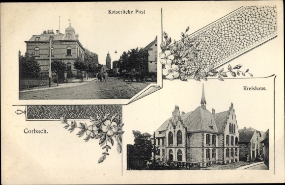 Postcard Korbach in Hesse, Imperial Post, District House