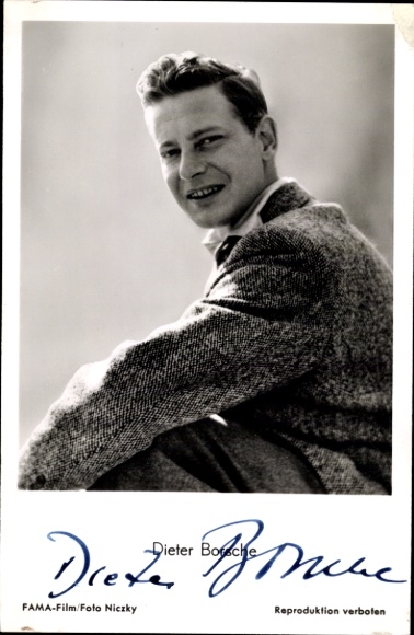Postcard actor Dieter Borsche, portrait, autograph, jacket, collar, Dr. Holl