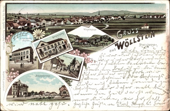 lito Wöllstein w Rheinhessen, Bahnhofstraße, instytut przygotowawczy, Germaniaplatz, widok całkowity