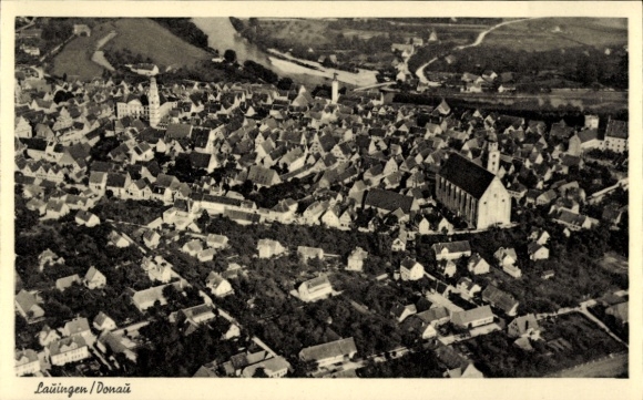 Ak Lauingen aan de Donau Schwäbische Alb, luchtfoto