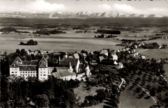 Ak Wolfegg im Allgäu, Fliegeraufnahme