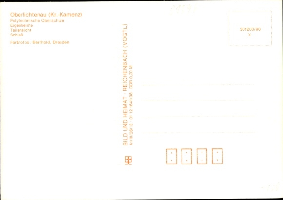 Postcard Oberlichtenau in Lower Lusatia, polytechnic high school, castle, private homes, partial view