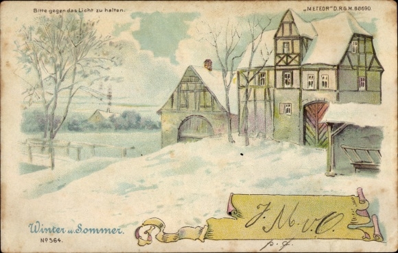 Halt Against the Light Chromo-Litho Allegory, Winter and Summer, Meteor 564