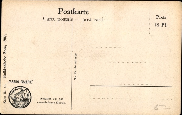 Artist Postcard Rave, Chr., Marine Gallery 43, Dutch Bom, 1907, Windmills
