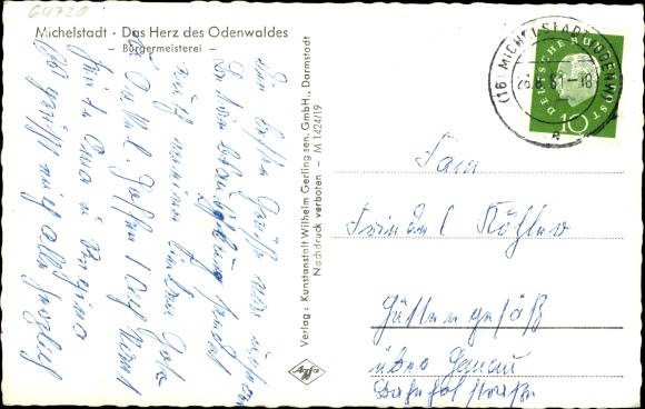 Postcard Michelstadt in the Odenwald, mayor&#39;s office