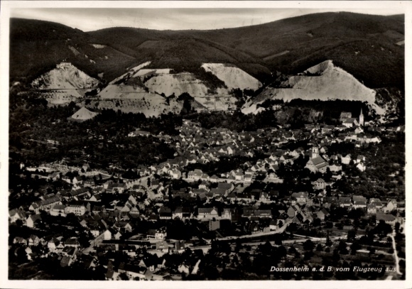 Postcard Dossenheim an der Bergstraße Baden, aerial photograph