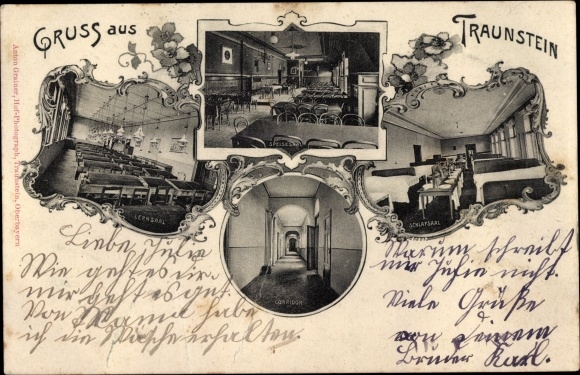 Postcard Traunstein in Oberbayern, learning room, dining room, dormitory