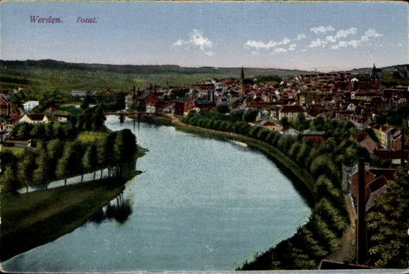 Postcard Werden Essen on the Ruhr, view over the city, panorama