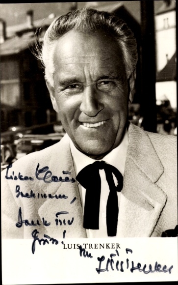 Postcard actor and director Luis Trenker, director of the film His best friend, Nora, autograph