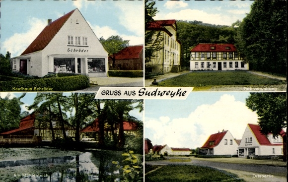 Ak Sudweyhe Weyhe Niedersachsen, Kaufhaus Schröder, Am Mühlenteich, Gutsverwaltung