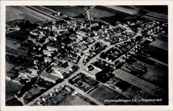 Postcard Kleinmühlingen in Saxony Anhalt, aerial photograph