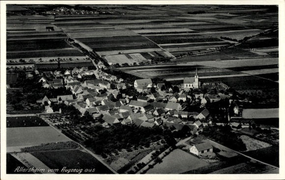 Postcard Allersheim Giebelstadt in Lower Franconia, aerial photograph