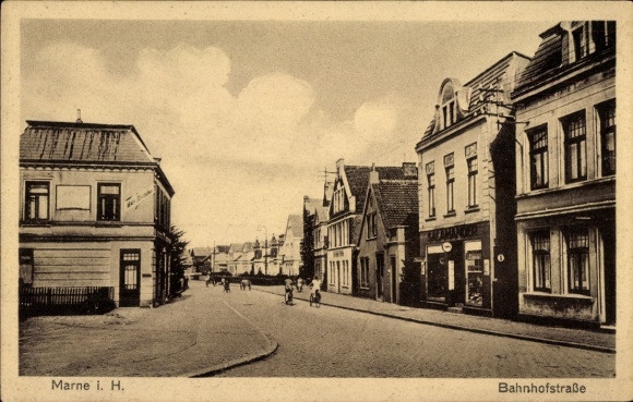 Ak Marne in Holstein Dithmarschen, Bahnhofstraße
