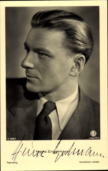 Postcard actor Heinz Engelmann, portrait, autograph