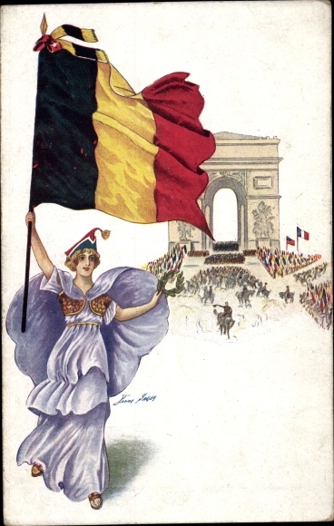Artist PC Sager, X., Jour de Triomphe, Arc de Triomphe, Belgische vlag